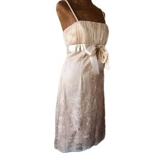 Vintage My Michelle Y2K Lace Dress Neutral Size 13/14 Ribbon Tie Front Party
